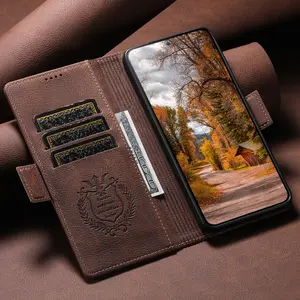 SUTENI Wireless Charging Faux Leather Card Holder Stand Wallet Magnetic Button Flip Cover Phone Case For Samsung Galaxy S26 Ultra S25 S24 S23 S22 For Unisex Relatives Friends And Elders Holiday Gift
