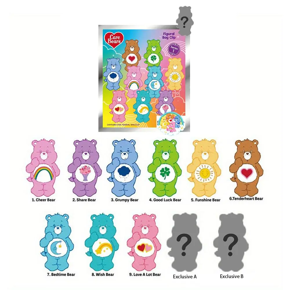 1PC CareBears Officially Licensed Series of Blind Bags Cute Anime Character Blind Bag Keychain Schoolbag Keys Pen Pouch Pendant Random One Character Value Surprise Bag Surprise Gift For Fans Family and Friends blind box Clip