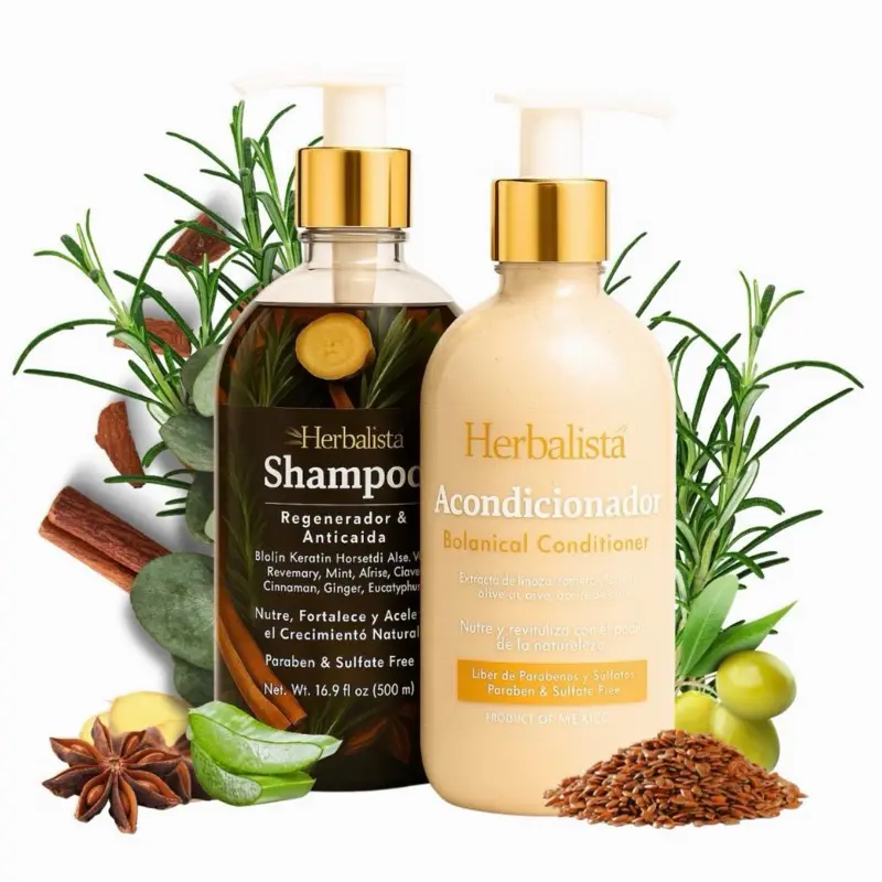 Herbalista Viral Herbal Hair Care Bundle – Shampoo & Conditioner Set 500ml (16.9 fl oz) Each – With Real Botanicals – Strengthens, Nourishes & Smooths – 100% Natural & Handcrafted
