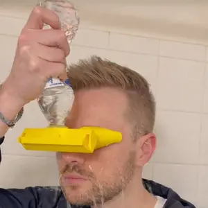 Portable Dual Head Eyewash Station with Water Bottle Interface, Emergency Eye Wash System for Lab Workshop Garage Travel Outdoor Safety