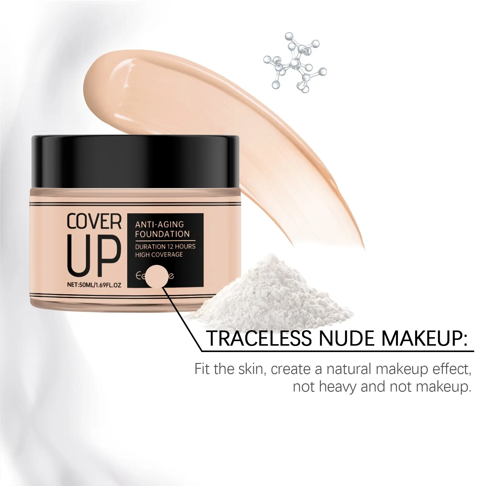 Hydrating Jojoba Oil Liquid Foundation with Titanium Oxide - Lightweight Full Coverage, Lotion-Infused, for Makeup & Foundation Routines, Pat Evenly for Flawless Base, Beauty Cosmetic, Makeup Routine