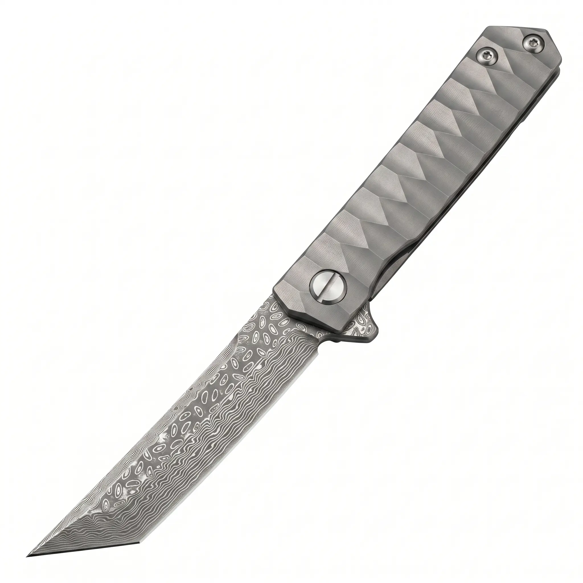 DJ-153 Folding EDC Knife with Damascus and VG10 Steel, TC4 Titanium Alloy Handle, Great for Chefs