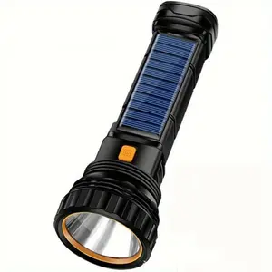 Portable Outdoor Solar Flash Light, USB Rechargeable Handheld Bright Flashlight for Men, Outdoor Flashlights, Multifunctional Emergency LED Torch Light For Camping