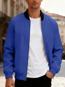Men's Spring & Fall Plus Size High-Quality Zipper Jacket Coats, Full-Zip Casual Design with Pockets, Available in Large Sizes