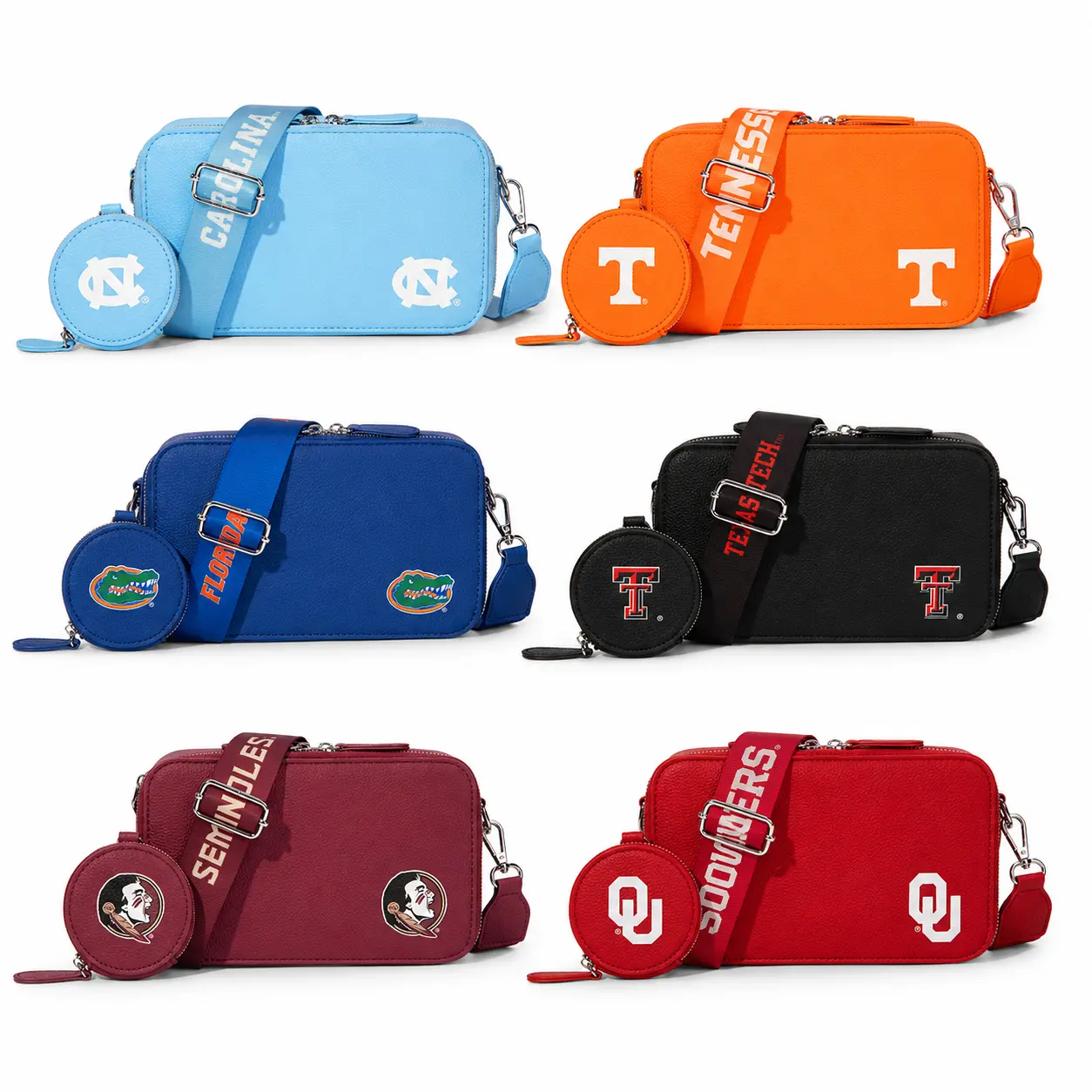 NCAA Crossbody Bag for Women, Leather Shoulder Purse with Removable Coin Purse & Adjustable Strap, Versatile Bum Bag for Everyday, Stadiums & Events, 022, Leather Crossbody Purses