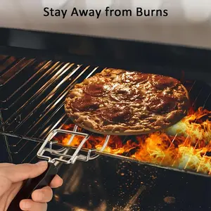 1pc Black Oven Tray, Extractor Oven Extractor Oven Rack Push Pull Tool, With Heat Resistant Plastic Handle, Anti-scald, Oven Extractor Handle End Hanging Hole Design Convenient Grip And Storage, Perfect For Lifting Tray From Oven, For Restaurant