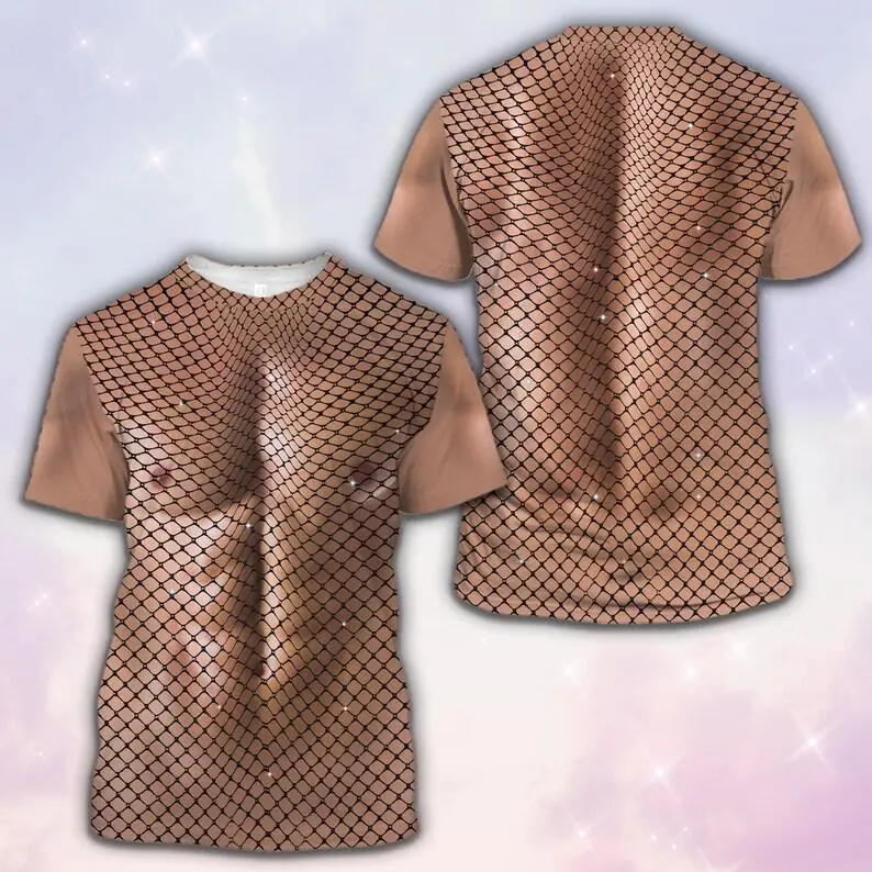 3D Bodybuilder Graphic T-Shirt, Hairy Muscle Costume Tee, Realistic Festival Party Shirt