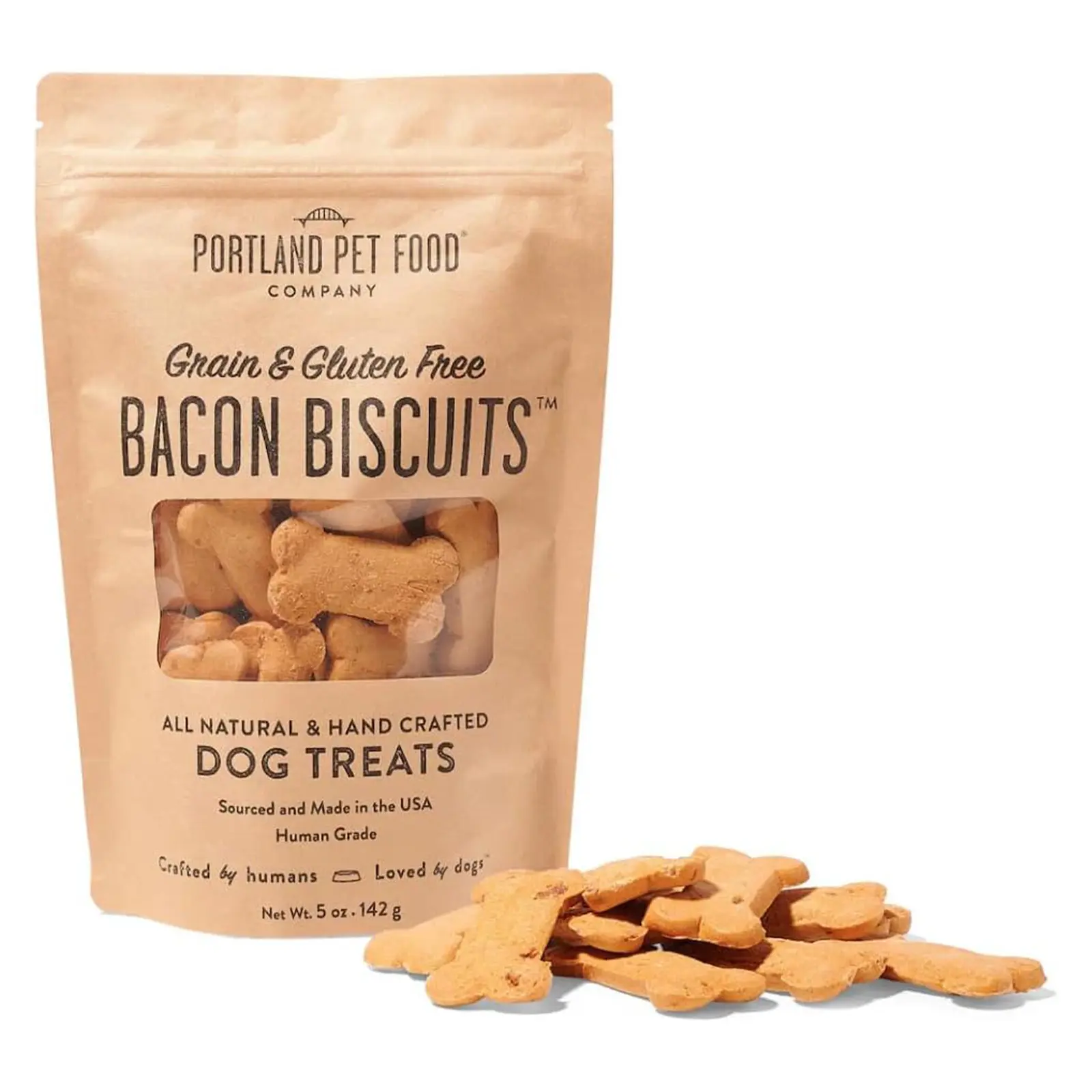 Portland Pet Food Bacon Dog Treats - Natural, Grain-Free Biscuits, 5 oz Human-Grade, Limited Ingredient, Healthy Low Calorie Training Treats for Small & Large Dogs, Puppy to Senior, Made in USA