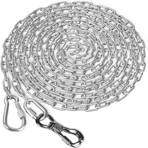 Heavy Duty Dog Chains for Outside, 15FT Stainless Steel Tie Out Cable with Swivel Hook for Small Medium Dogs, Metal Chew Proof Pet Runner Chain Leash Lead for Outdoor Camping Hiking Yard, 3MM