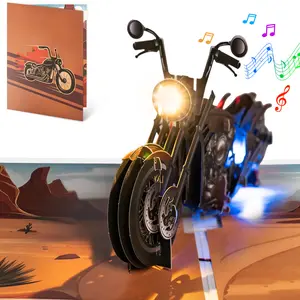 Motorcycle Pop Up Card for Men & Women, 3D Greeting Card with MUSIC & LIGHT for Birthday, Anniversary, Father's Day, Unique Gift for Him,Her,Dad,Mom,Son,Grandpa,Husband,Wife