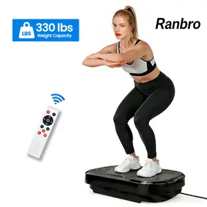 Ranbro Vibration Plate Exercise Machine, Vibration Plates for Home Gym - No-Assembly, 330Lbs Capacity, Portable Whole Body Workout Platform, 120 Speed Levels, Aerobic Tool with Resistance Bands & Remote, Quiet