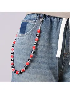 European and American Fashion Colored Drill Ball Pants Chain, Personality Jeans Chain with Dice and Black 8, Exquisite Pocket Chain, Men's Waist Chain, Waist Beads