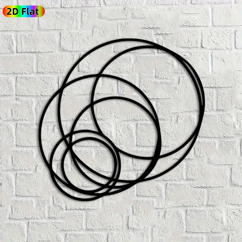 1pc Interlocking Circles Metal Wall Art, Abstract Interlocking Circles Statue Mural, Ideal Gift for New Year, Christmas, Abstract Decor Enthusiasts,  Perfect for Indoor Wall & Outdoor Fence Decor Enthusiasts