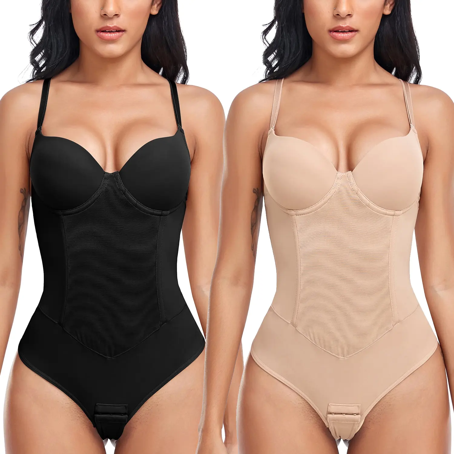 Women's Spaghetti Strap Spandex Shapewear Jumpsuit - Built-In Underwire Bra, Adjustable Straps, Smooth Fabric, Breathable for Everyday Wear, Style