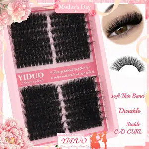 Mixed Length Individual Lash Extension, Eyelashes Extensions, Fluffy False Eyelashes, 252pcs/box 100D 150D Cat Eye Lash Wispy Fluffy Volume Lash Cluster, Self Grafting Curvature Eyelash for Women & Girs