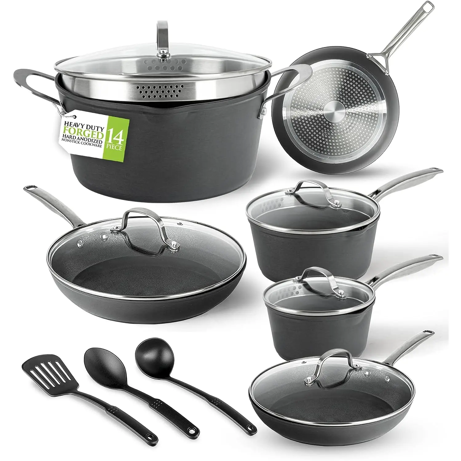 Granitestone ArmorMax 14 Piece Induction Hard Anodized Set with Utensils Granitestone ArmorMax 14 Piece Induction Hard Anodized Set with Utensils