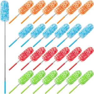 24 Pcs Microfiber Feather Duster for 13-31 Inch Extendable Dusters Ceiling Fan Duster Washable Bendable Tool for Office Car Window Furniture (Bright Color)