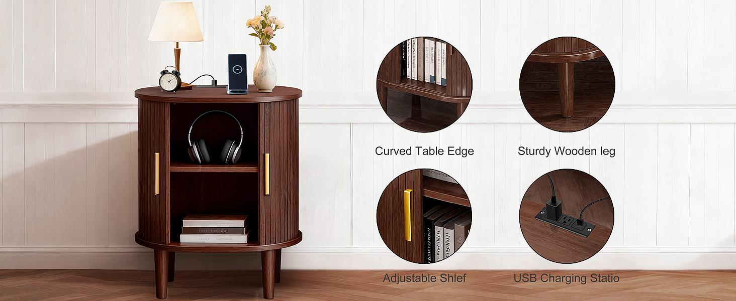 DHHSmart LED Nightstand with Power Strip, Modern Bedside Table with Open Storage Shelf & 4 Drawers, Minimalist Side Table with Charging Hub & USB for Modern Home Decor