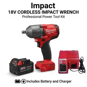 Milwaukee M18 FMTIWF12 Fuel 18V 1/2-Inch Mid-Torque Impact Wrench Delivers 900Nm Nut-Busting Torque For M22 Bolts Suitable For Heavy Machinery Maintenance And Structural Steel Fastening With Compact 152mm Body Design.