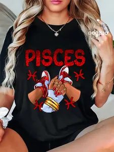 100% Cotton Pisces Queen Birthday Women Sneakers Zodiac Sign Bday T-Shirt