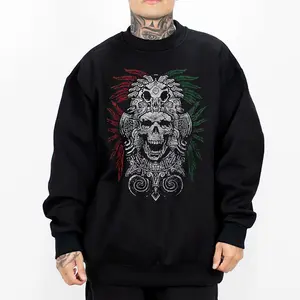 Chicano Clothing, Aztec Art Mex Clothes, Oversized Graphic Tee for Men & Women Medium Heavy Polyester Sweatshirt Loose Fit Casual Streetwear AZT