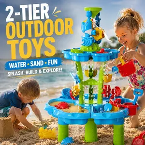 Swimming Pool 2-Tier Outdoor Toys Water Sand Activity Tables Sensory Table Sand and Water Play Table Kiddie pools for backyard Portable  Water Slide Summer Outdoor bath Toys for Backyard Beach water slide Pool Float Multi Purpose Inflatable