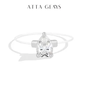 ATTAGEMS Invisible Band Artificial Moissanite Solitaire Ring, Round-Pear Cut Lab-Grown Gemstone Women's Jewelry, Special Gift for Anniversary, Party R373