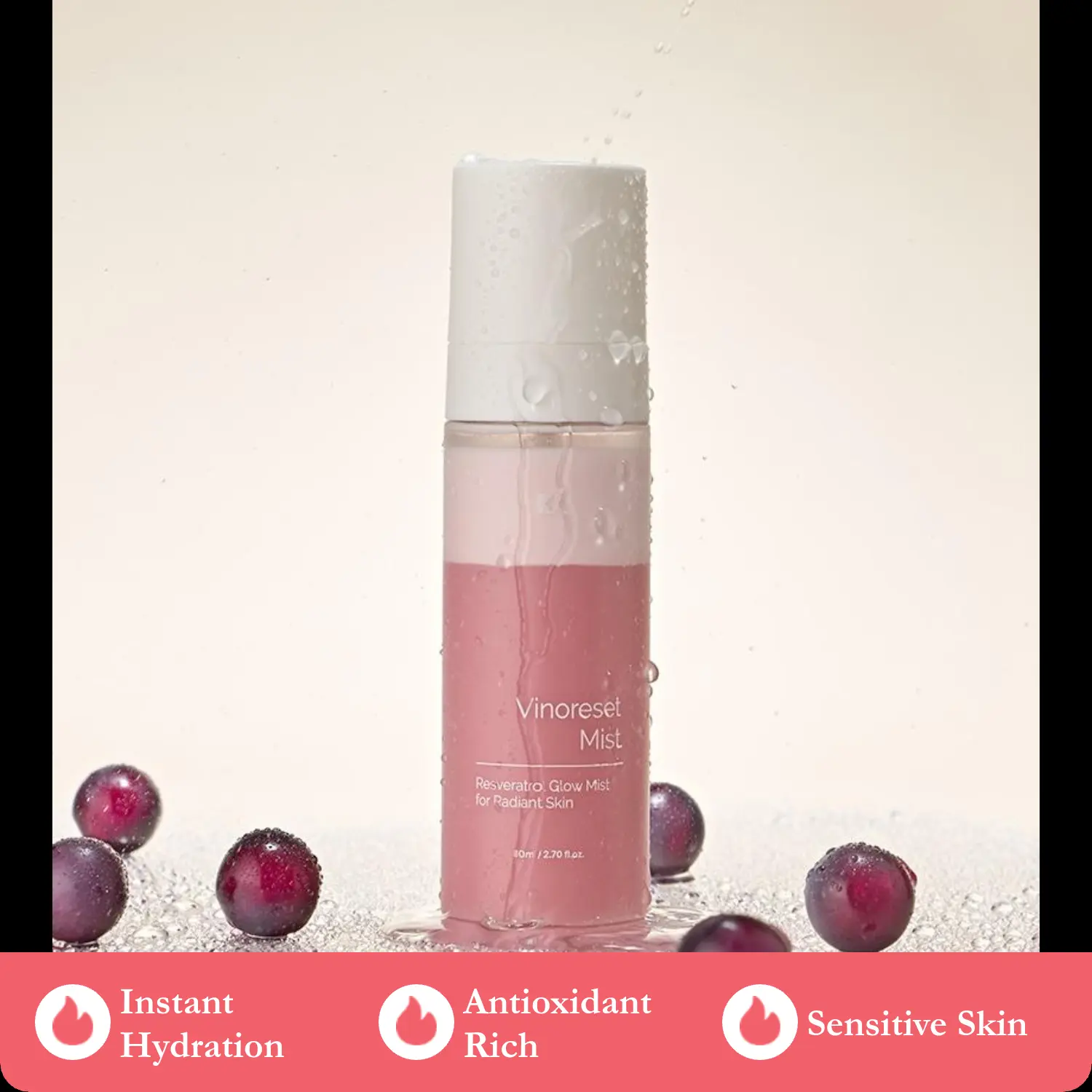 Ki Vinoreset Mist - Reveratrol Glow Mist for Radiant Skin 80ml