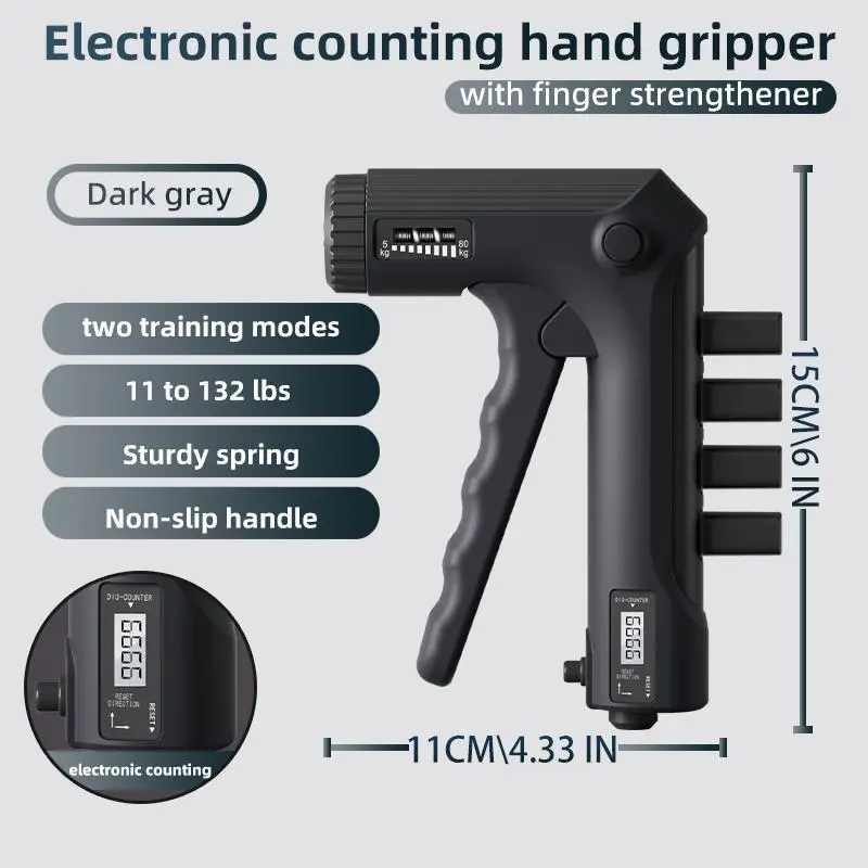 High-Quality 2-in-1 Adjustable Smart Hand Grip Strengthener and Finger Strengthener with Digital Counter - 5kg to 60kg Resistance, Premium Carbon Steel Spring, Ergonomic Anti-Slip Handle for Comprehensive Hand and Forearm Training