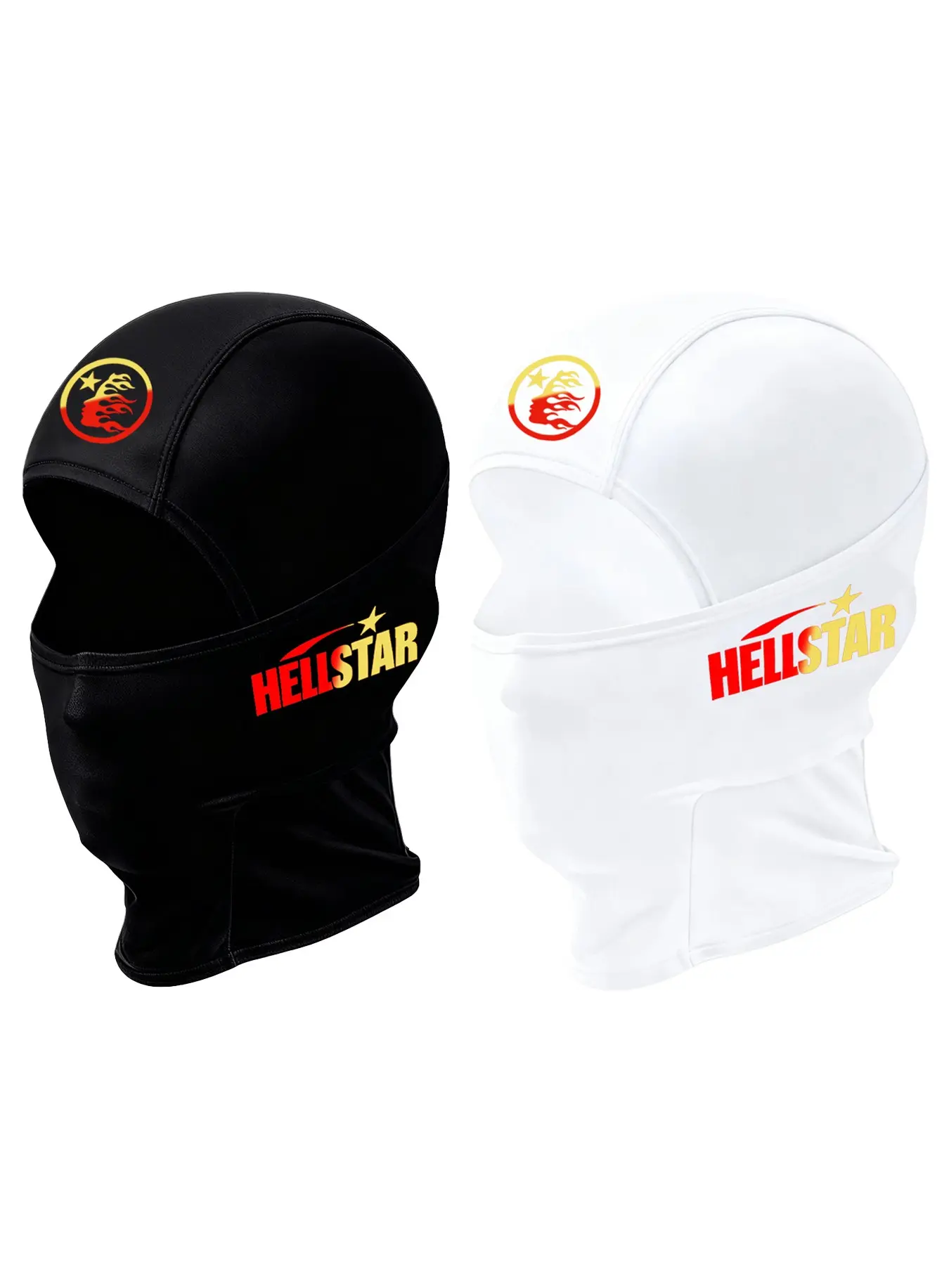 4pcs/2pcs/1pc Unisex Hip Hop Printing Full Face Balaclava Hood Mask Neck Gaiter Headwear Breathable Ski Mask for Men Women Outdoor Sports Hiking Fishing Commuting Suitable for Daily Wear