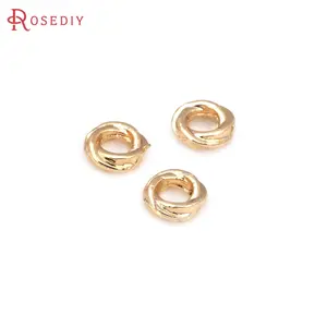 50PCS 4MM 6MM 18K Gold Color Brass Round Twist Circle Bracelets Spacer Beads Jewelry Making Supplies DIY Findings Accessories
