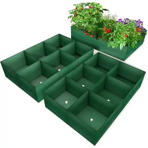 2 planting and gardening bags with 6 compartments, durable PE raised planting bed, suitable for potato, tomato, flower pot planting, optional 1 or 2 pieces