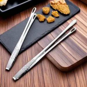 Stainless Steel BBQ Tongs Barbecue Utensils - Heat-Resistant Rust-Proof Extra-Long Anti-Scald Handle, Serrated Non-Slip Grip for Secure Grilling & Flipping Steak/Bread - Multipurpose Camping Picnic Party Essential