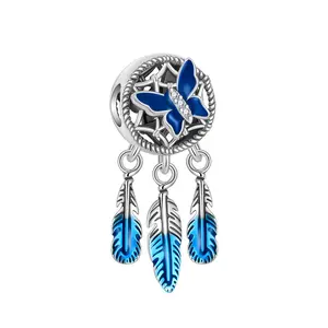 925 Silver-plated Butterfly Dream Catcher Jewelry Charm, DIY Beads Fits for Necklace Bracelet, Perfect Gift for Women
