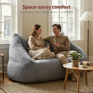 Relefree 70.9" Oversized Bean Bag Loveseat Sofa for Adults Plush Modern Boneless Couch in Lava Gray with 660 lb Capacity & Space-Saving Design for Living Room Office Bedroom Apartment