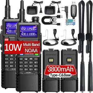 Rechargeable Walkie Talkie Baofeng Ham Radio Handheld Long Range 5RM 10W 3800mAh Extended Battery Tactical Two Way Radio for Survival Gear