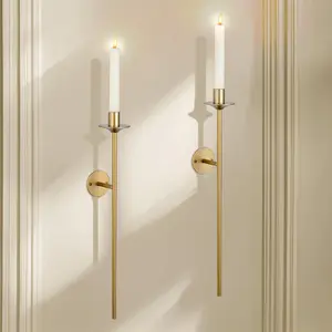 Wall Candle Holder Gold: Candle Sconces Wall Decor Set of 2 for Dining Room Wall Hanging Candle Sticks Holder for Living Room Fireplace