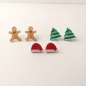 #395 Various Glitter Christmas Holiday Winter Stud Earrings- Casual Christmas Jewelry