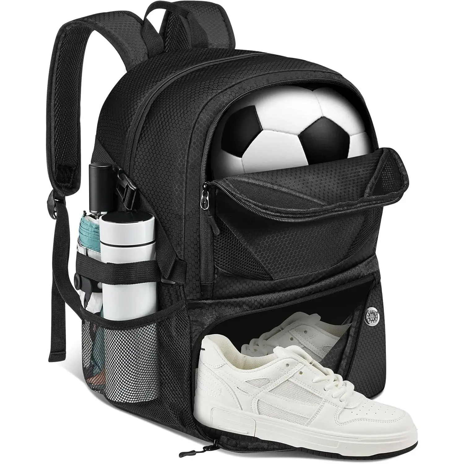 Soccer Bag, Lightweight Soccer backpack with Ball Compartment & Shoe Compartment for Basketball Volleyball & Football, Large and Water Resistant Sports Backpack for Son Daughter Men Women