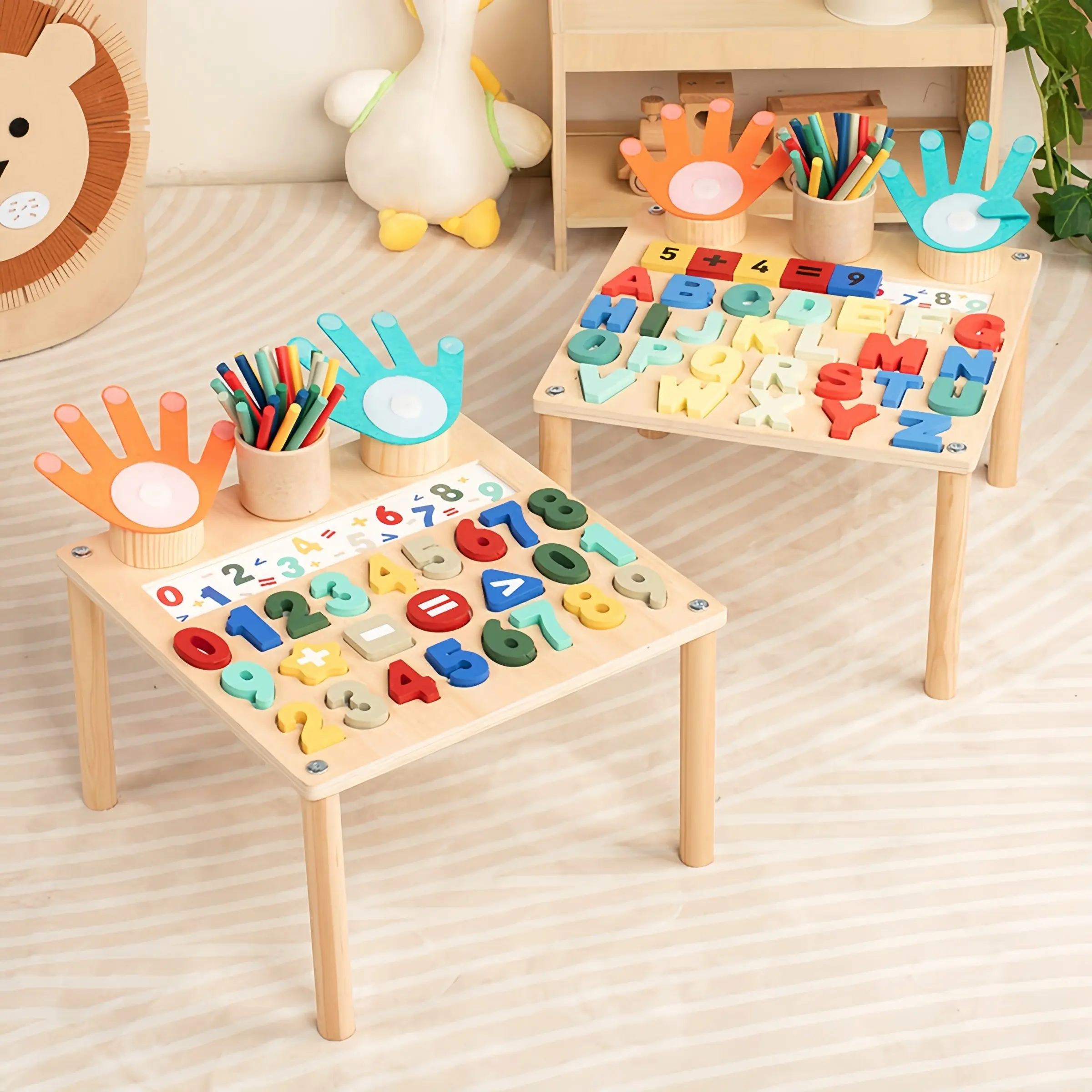 Montessori Multifunctional Learning Wooden Busy Board Toy, Preschool Sensory Activity Board, Addition Subtraction Number and Letter Theme, Perfect Gift for Kids