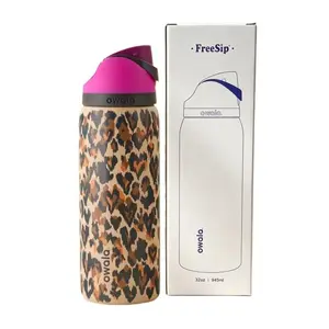 Owala Insulated Travel Water Bottle, Sea Turtle Ocean Print, 24oz/32oz BPA-Free Stainless Steel Drinkware with Versatile Dual-Opening Lid