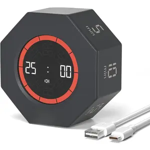 Timer, Rotating Cube Time Tracker, Flip Gravity Sensor with 7 Presets, Visual Progress Bar for ADHD, Kids, Tasks, Work, Study (Dark Gray)