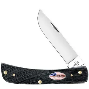 Case 53062 Sod Buster Stars & Stripes 3.70" Polished Tru-Sharp SS Blade, Sawcut Jig Gray Bone Handle, American Flag Shield