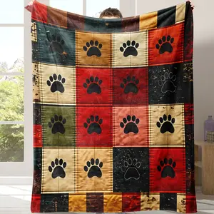 1pc Dog Paw Blanket Flannel Soft Warm Comfortable Sofa Bed Cover, Lightweight Travel Camping Living Room Office Chair Couch Throw Animal Blankets