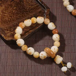 【Bodhi】A charming single-loop bracelet featuring round "cat's paw" Bodhi beads with a natural oily luster, ideal as a gift for friends.