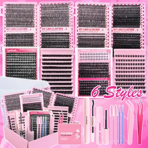 DIY Lash Clusters, DIY False Eyelashes, Waterproof Long-Lasting Fluffy and Weightless, Eyelash Extensions with Ultra-Thin Band Bond & Seal & Remover, Makeup Beginner Friendly, Self Grafting Curling Fake Eyelashes for Women