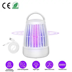 USB Powered Mosquito Killer Lamp, LED Bug Zapper Trap with Protective ABS Shell, Safe for Humans & Pets, Easy Clean with Brush, Compact Portable Design for Indoor Outdoor Pest Control