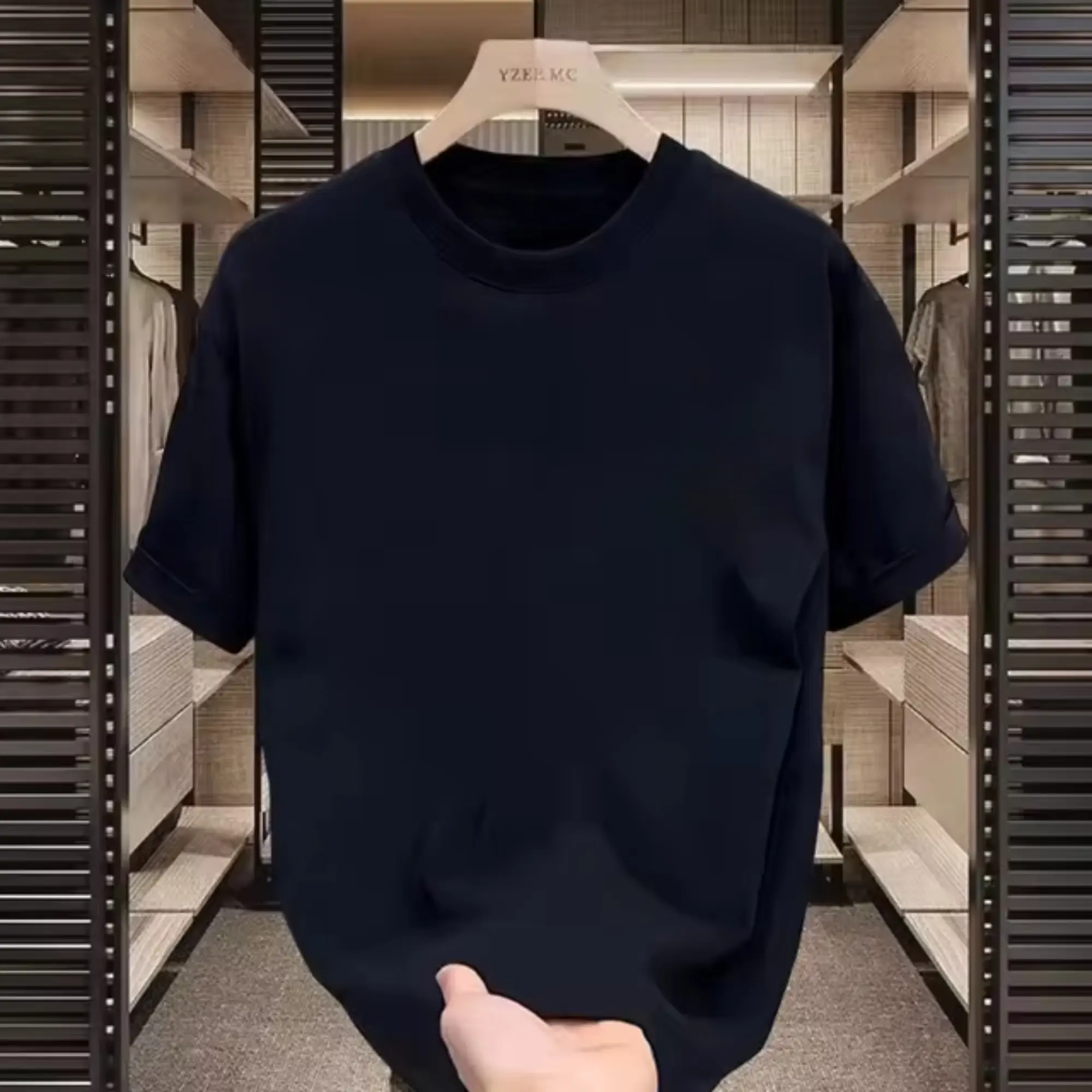 Classic t shirt black cotton casual tee menswear, gym shirt