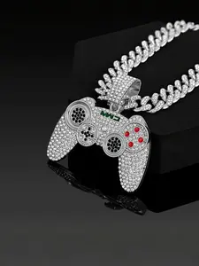 Vintage Gaming Controller Pendant Necklace, Alloy Zircon Chain, Street Style Artisan Jewelry, Perfect Gift for Valentine's Day