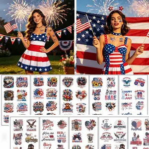 10pcs Temporary Tattoo Stickers Set, Usa Independence Day Design, Perfect for National Day Parties & Events, Easy Application